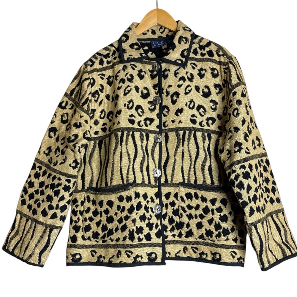 Jane Ashley vintage jacket animal print Large 100% cotton - Picture 2 of 7